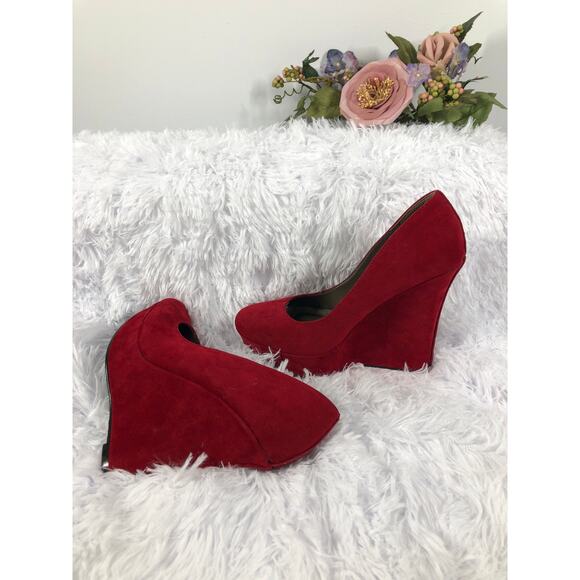 Michael Antonio Red Suede Platform Wedge Pump Size 8 - Picture 8 of 8